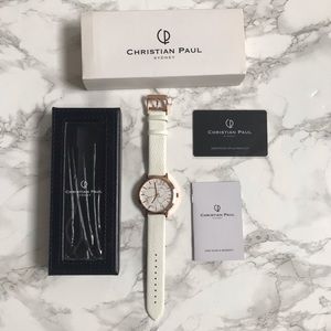 Christian Paul 43mm White Marble Watch